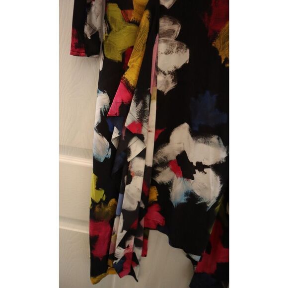 Colville CVS20516A Women Sz IT 42 US 6 Black Floral Asymmetric Midi Dress - Picture 5 of 16